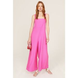 Adam Lippes Collective Jumpsuit Women's 8 Pink Sleeveless Wide Leg Square Neck
